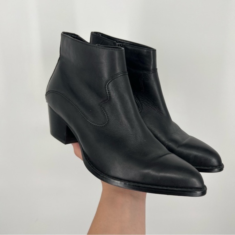 Aldo Black Leather Western Ankle Bootie Boots